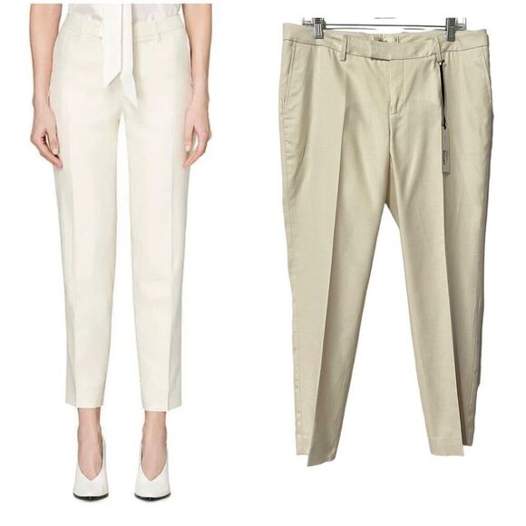 Suitstudio Mid-Rise Straight-Leg Trouser Pants Sz 8 NWT Off-White Cotton-Silk - Picture 1 of 14